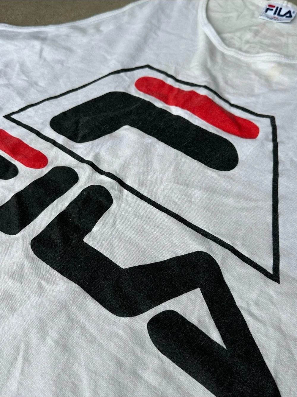 FILA Vintage 1990s Logo Single Stitch Tank Top XL